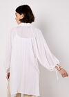 Oversized Longline Shimmer Shirt, White, large