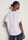 Pleated V-Neck Blouse, White, large