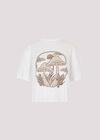 Mushroom Print Cropped T-Shirt, Cream, large