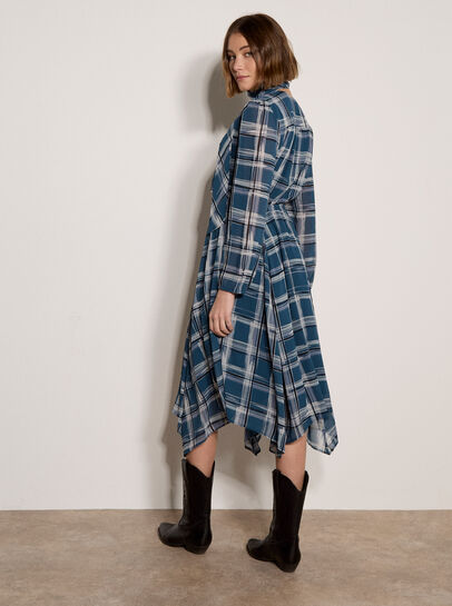 Check Crepe Midi Dress