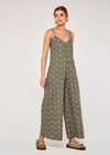 Geo Wide Leg Jumpsuit, Khaki, large