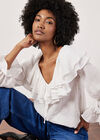 Ruffle Collar Blouse, White, large