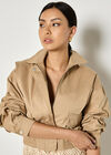 Pleat Detail Bomber Jacket, Stone, large