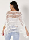 Open Knit Cotton Blend Poncho, White, large