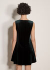 Velvet Swing Mini Dress, Green, large