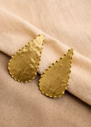Gold Tone Textured Teardrop Earrings, Gold, large
