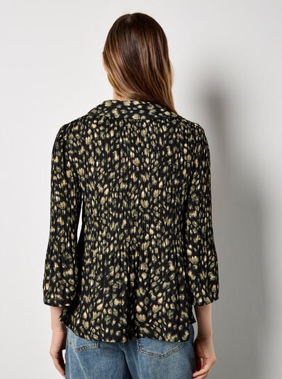 Abstract Animal Chiffon Plisse Shirt