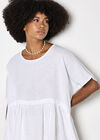Oversized Pure Linen Tunic, White, large