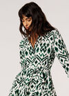 Robe mi-longue chemise Ikat, vert, grand