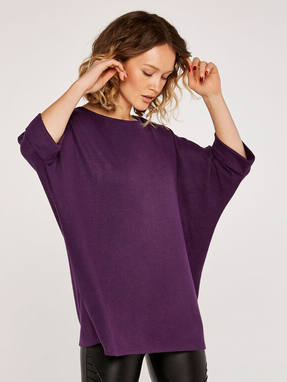 Soft Touch Batwing Top, Purple, large