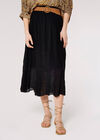 Shimmer Crinkle Midi Skirt, Black, large