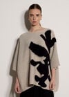 Abstract Flower Oversized Cape Jumper, Stone, large
