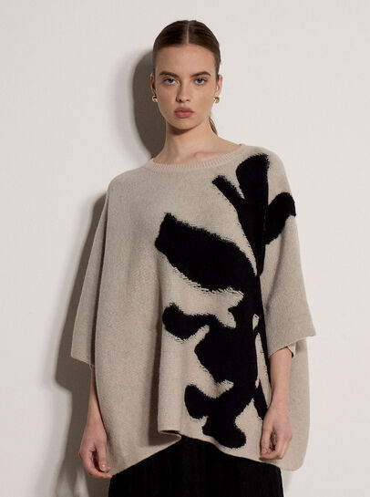 Abstract Flower Oversized Cape Jumper