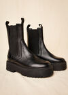 Chunky Leather Platform Boots, Black, large