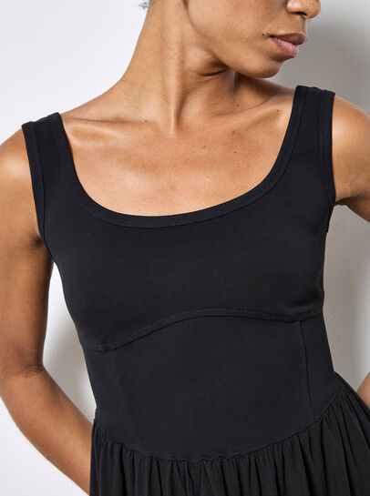 Jersey Bodice Midi Dress