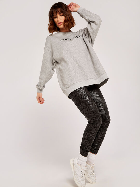 Good Vibes Oversized Jumper, Grey, large