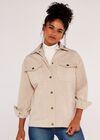 Check Wool Shacket, Stone, large