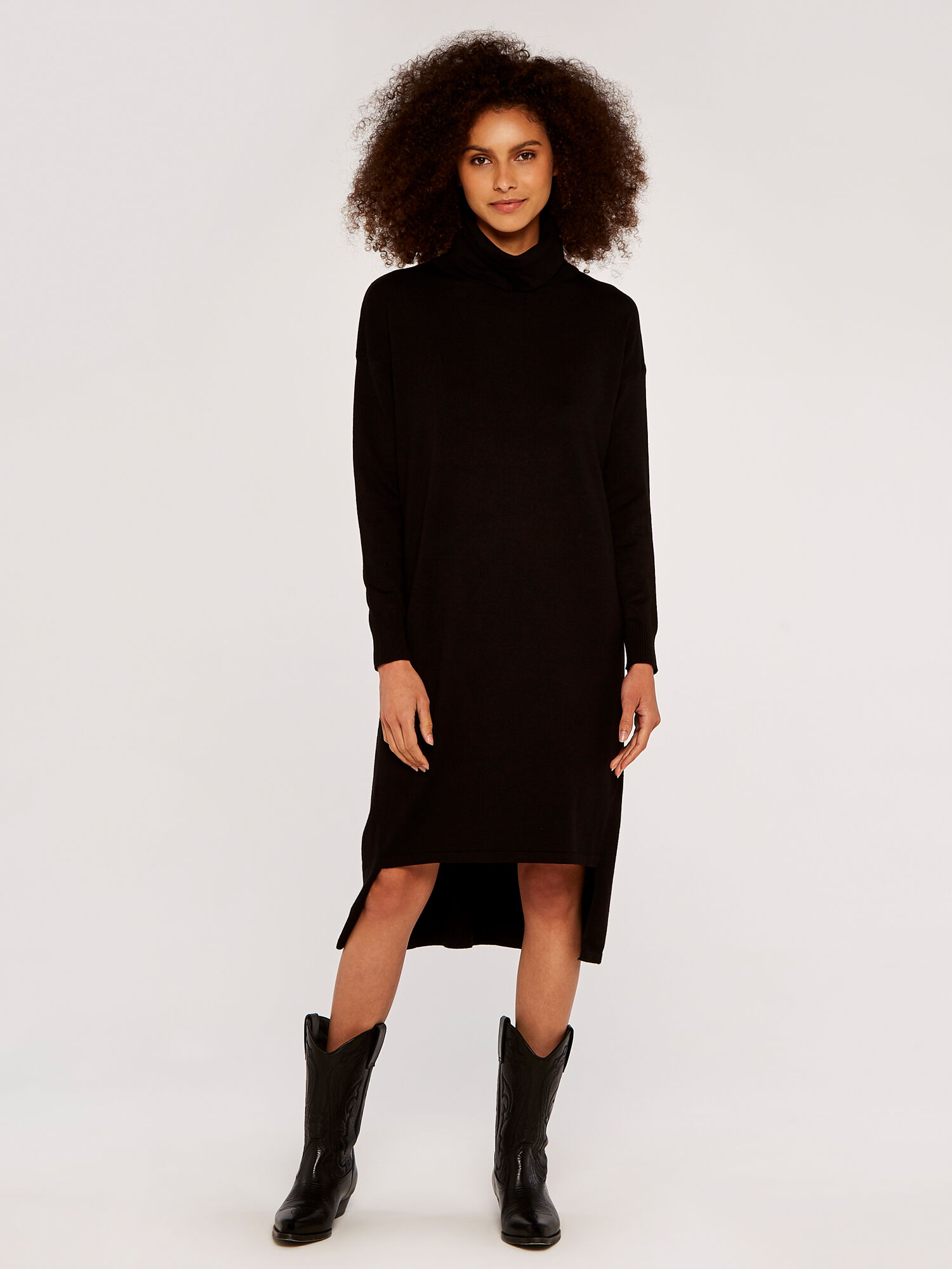 Roll Neck Jumper Dress | Apricot UK