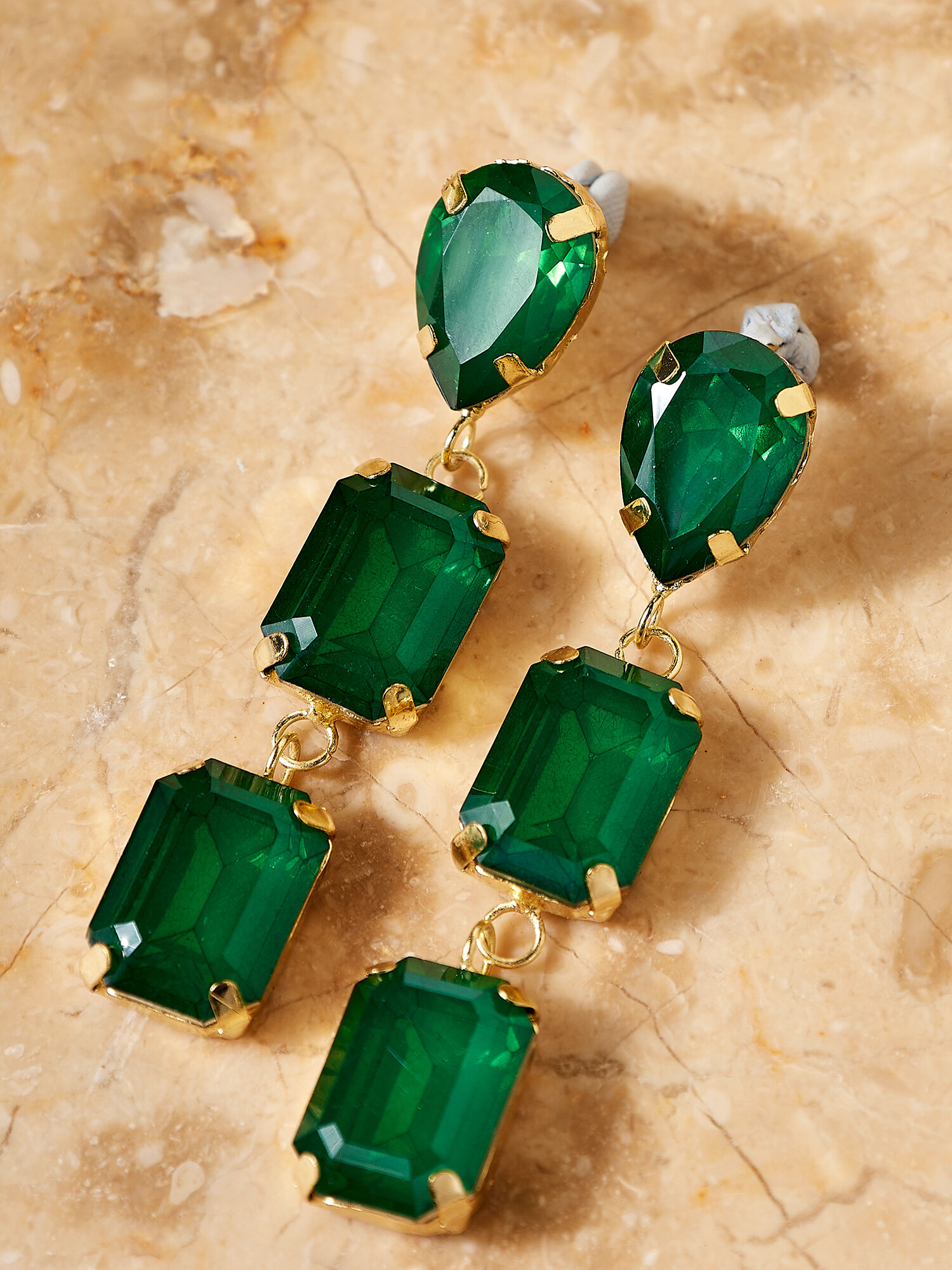 Green jewel earrings deals