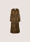 Satin Shimmer Paisley Midi Dress, Black, large