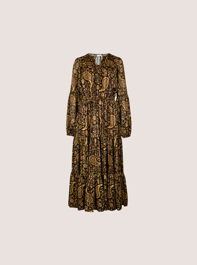 Satin Shimmer Paisley Midi Dress