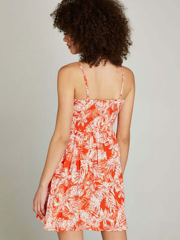 Orange Sketched Palm Lapis Cami Dress, Orange, large