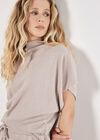 Soft Knit Side Ruched Top, Stone, large