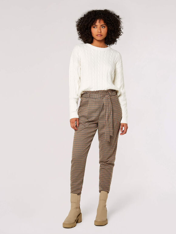 Aran Cable Knit Jumper , Cream, large