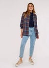 Checked Cotton Flannel Shirt, Blue, large