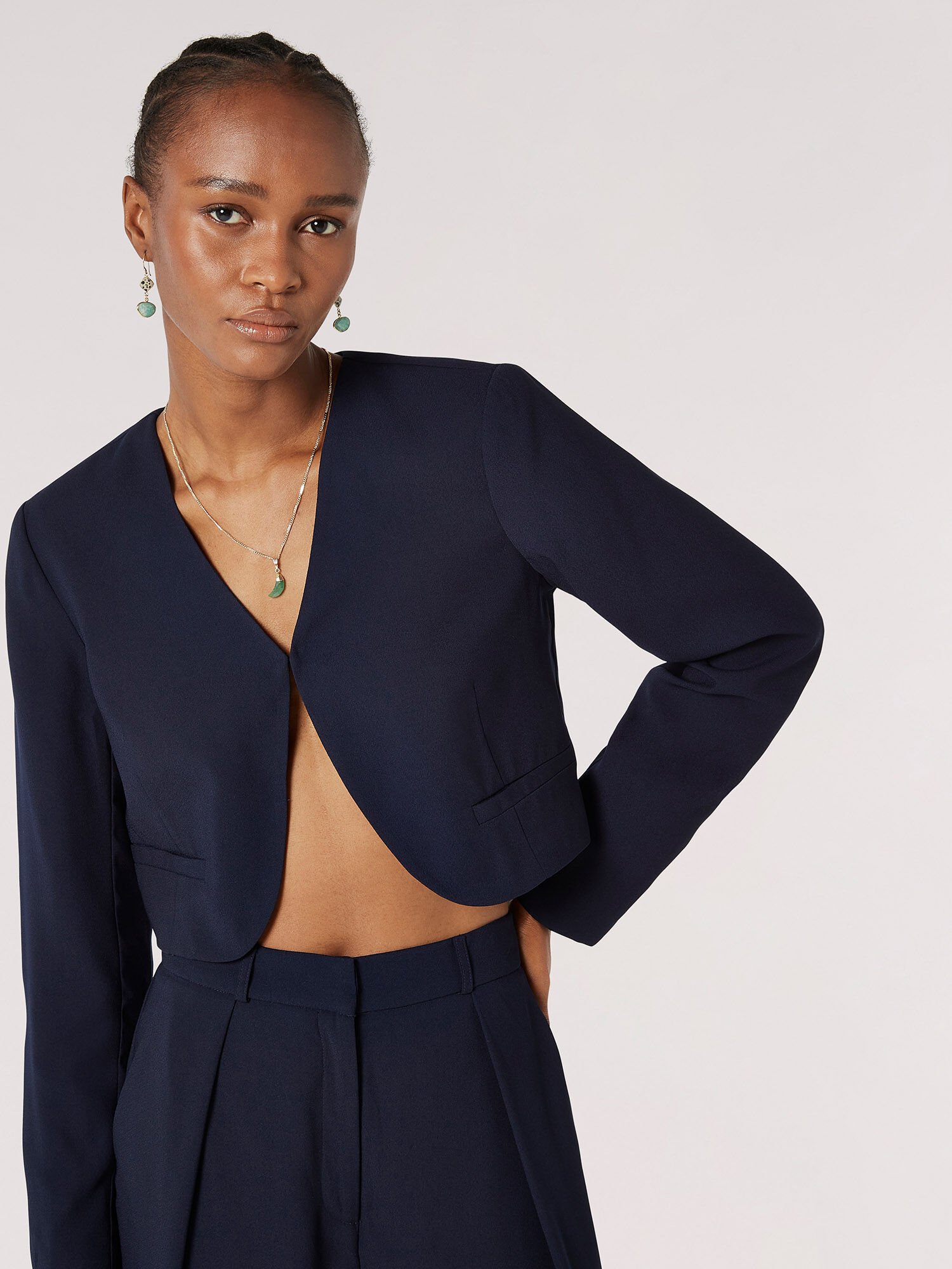 Cropped Bolero Jacket Apricot Clothing