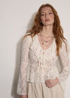 Lace Ruffle Cardigan, Cream, large