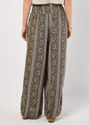 Floral Stripe Wide-Leg Woven Trousers, Khaki, large