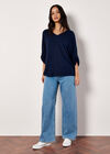 Soft Touch Oversized Batwing Top, Navy, large