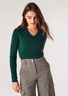 Cropped Ribbed Jersey Knit Jumper, Green, large