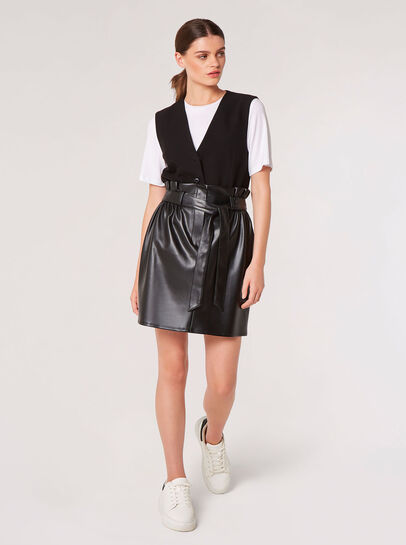 Leather-Look Paper Bag Mini Skirt