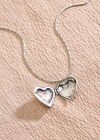 Silver Tone Floral Heart Necklace, Silver, large