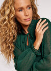 Chiffon Dobby Tiered Blouse, Green, large