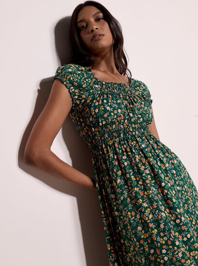 Garden Floral Milkmaid Midi Dress