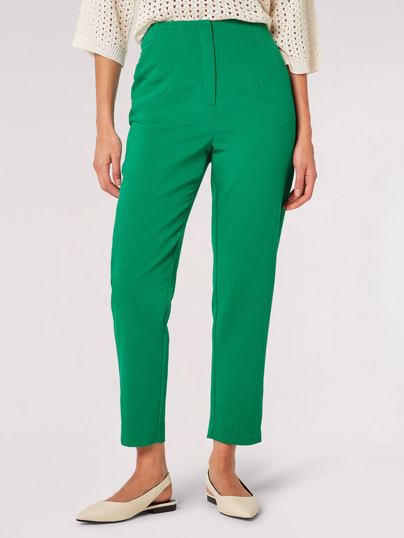 Pintuck Pleat Tailored Trousers, Green, large