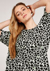Giraffe Print Button Detail Top, Black, large