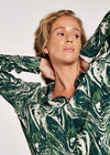 Marble Print Plisse Shirt, Green, large