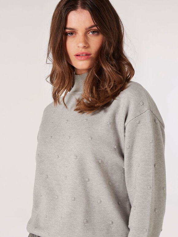 Übergroßer mockneck-pullover, grau, größe l