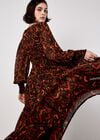Ikat Chiffon Tiered Maxi Dress, Burgundy, large