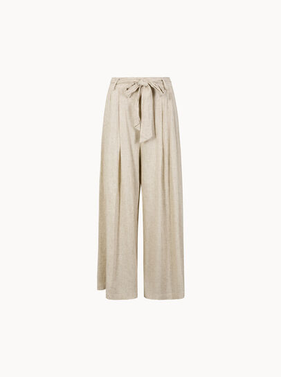 Wide-Leg Linen Blend Trousers