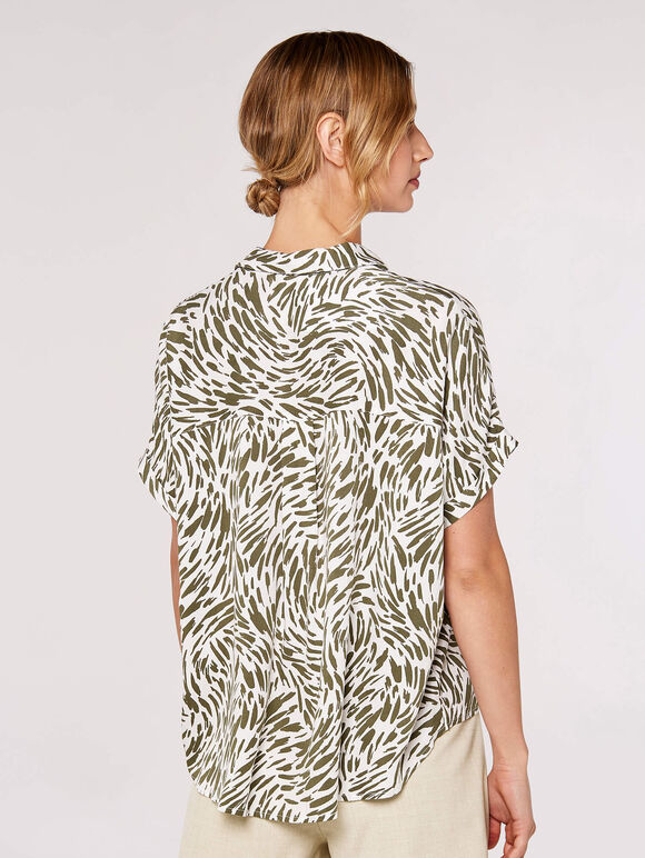 Hemd mit Pinselstrich-Print, Khaki, groß