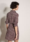 Irregular Spot Crepe Shirt Mini Dress, Burgundy, large