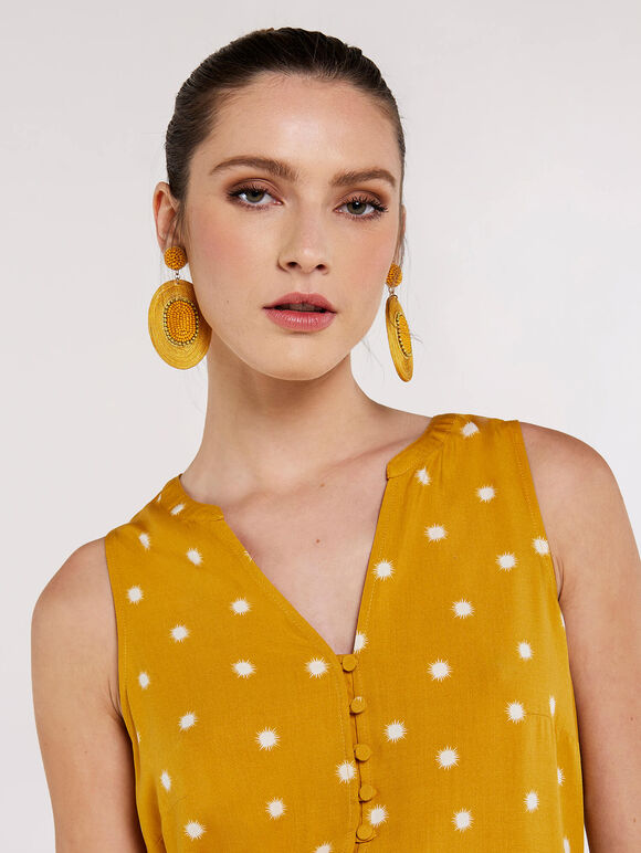 Mango Beaded Oval Earrings, Yellow, large