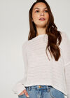 Rib Line Crop Jumper, Cream, large