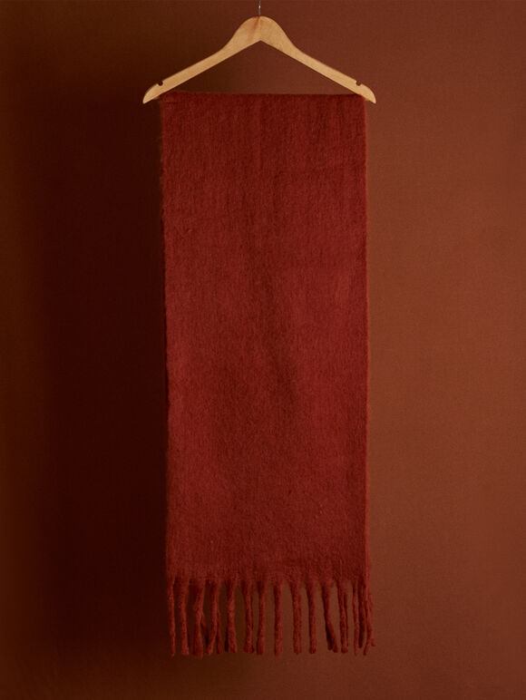 Soft Boucle Knit Scarf, Rust, large