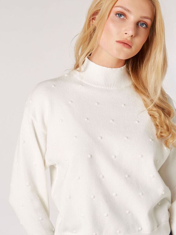 Oversized Mockneck Jumper, White, large